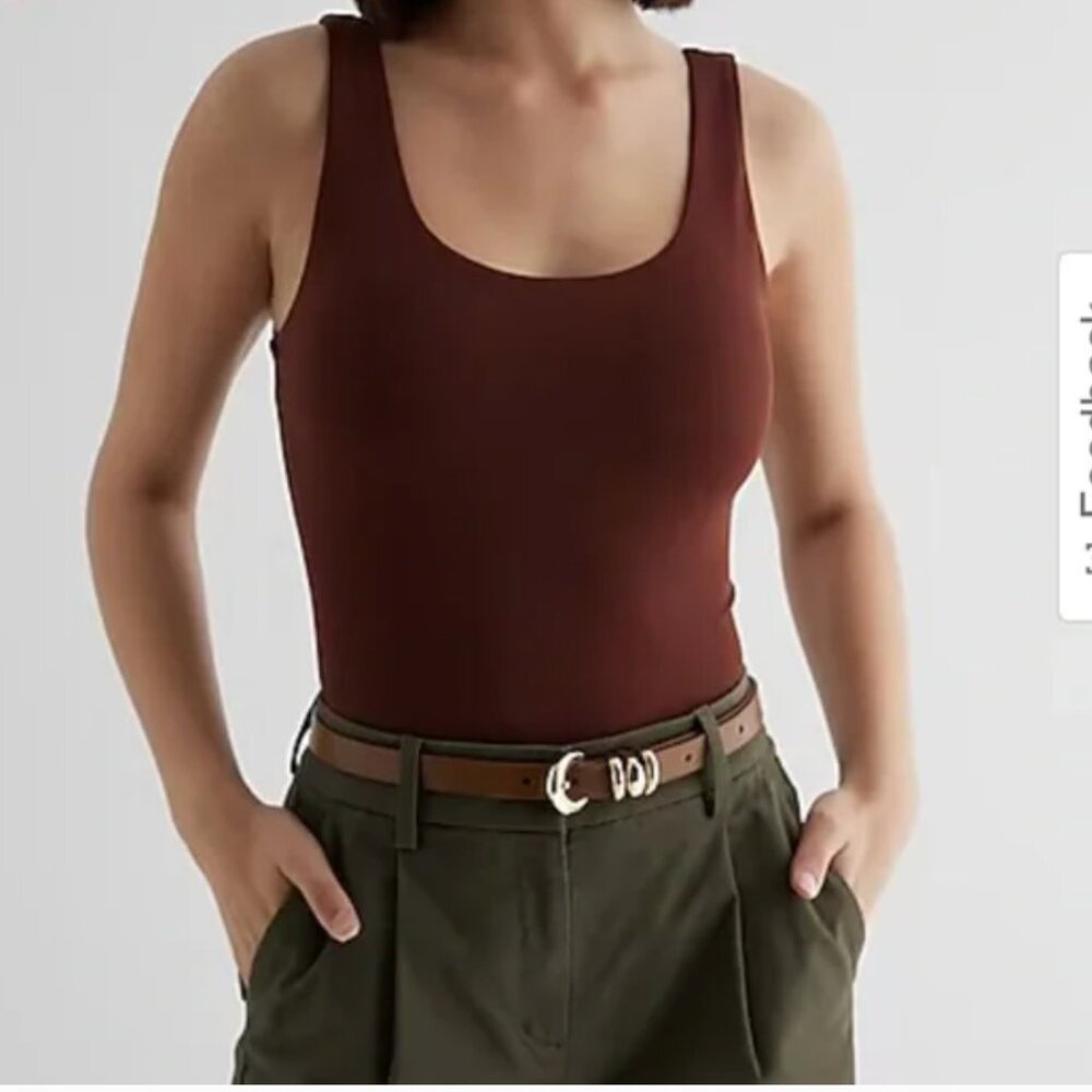 NWOT Express Body Contour High Compression Scoop Neck Thong Bodysuit Size L